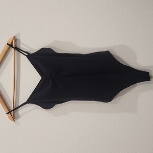 American Eagle Outfitters Ribbed Black Bodysuit Size Large